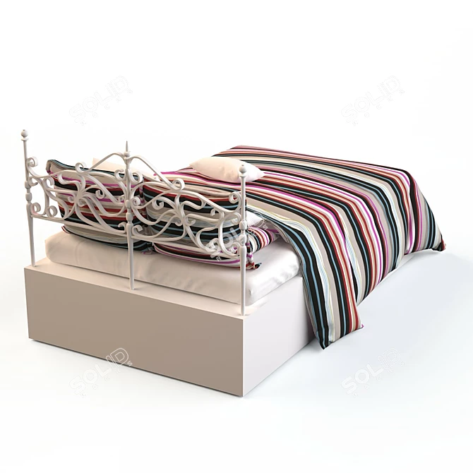 Classic Striped Daunte Bed Linens 3D model image 2