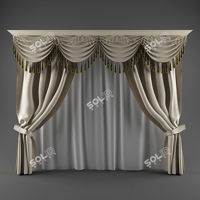 Elegant Drapery: Easy-to-remove Decorations 3D model image 1