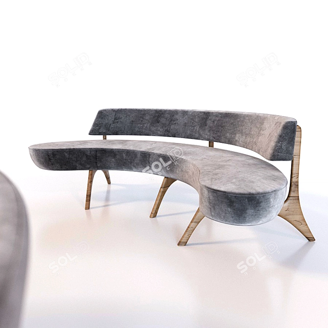 Elegant Vladimir Kagan Sofa 3D model image 1