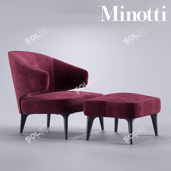 Luxury Aston Armchair: Elegant and Timeless Design 3D model image 1