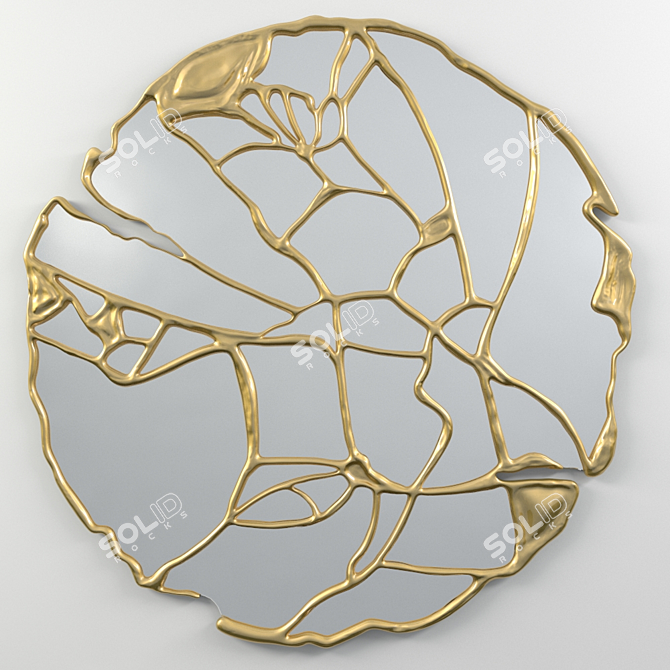 Elegant Brass Glance Mirror 3D model image 1