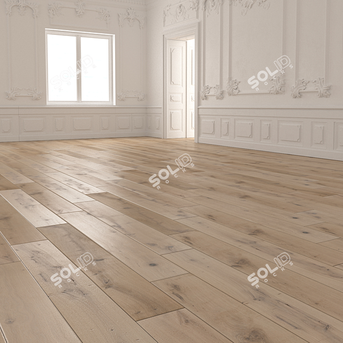 Natural Oak Wood Flooring 3D model image 2