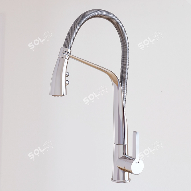 Arcisan Sink Mixer: Metal Spring, 2 Jet Hand Spray 3D model image 1