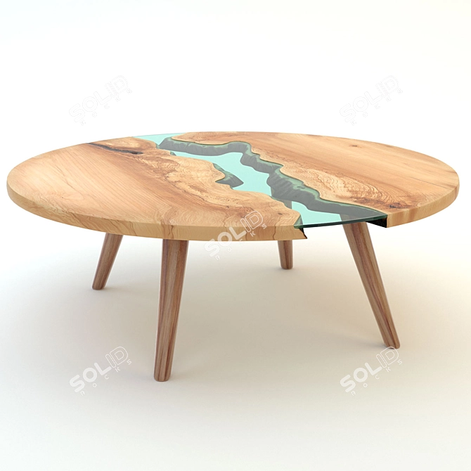 Natural Wood Slab Serving Tray 3D model image 1