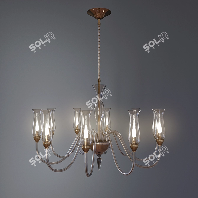 Majestic Murano Glass Chandelier 3D model image 1