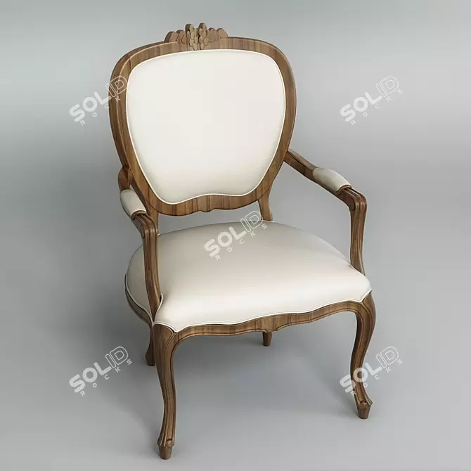 Classic Armchair with Armrests 3D model image 1