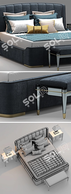 Luxurious Bed: Galimberti Zaffiro 3D model image 3