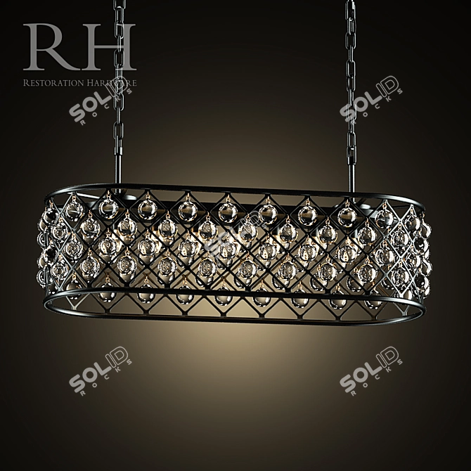 RH Spencer Rectangular Chandelier 3D model image 1