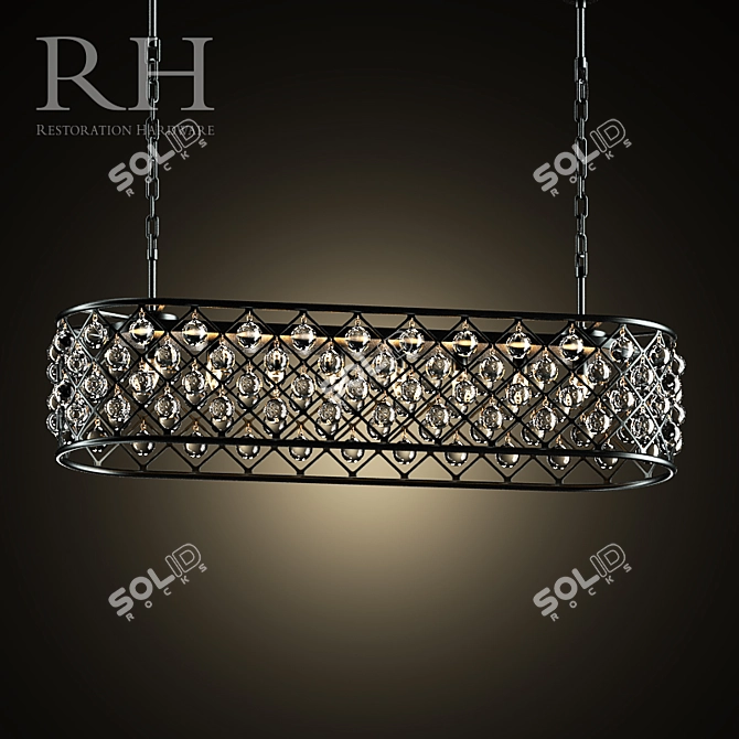 RH Spencer Rectangular Chandelier 3D model image 1