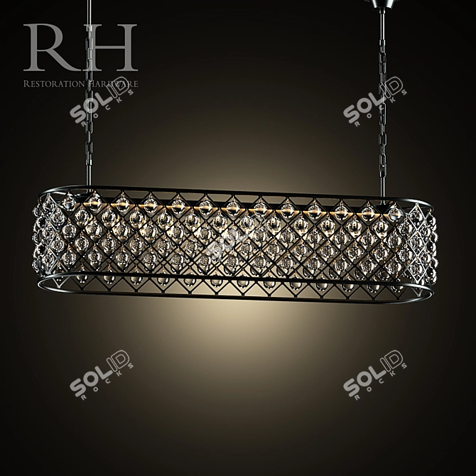 Elegant Spencer Rectangular Chandelier 3D model image 1