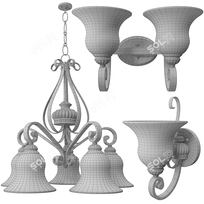 Mayfair Golden Lighting Collection: Wall Sconces & Mini Chandelier 3D model image 2