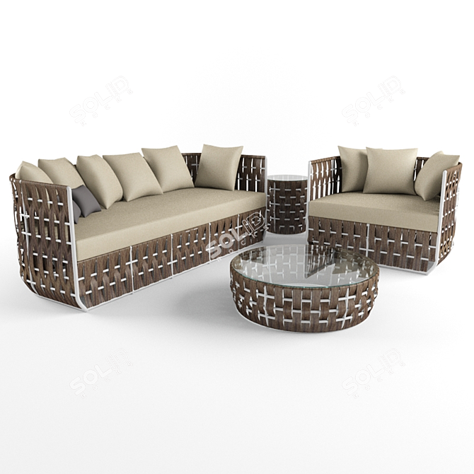 Skyline Strips Sofa Chair Tables 3D model image 1