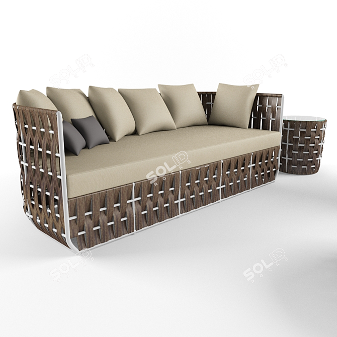 Skyline Strips Sofa Chair Tables 3D model image 2