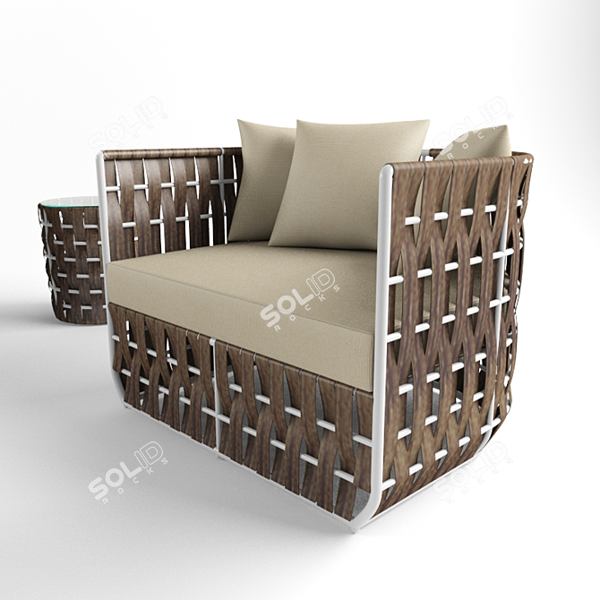 Skyline Strips Sofa Chair Tables 3D model image 3