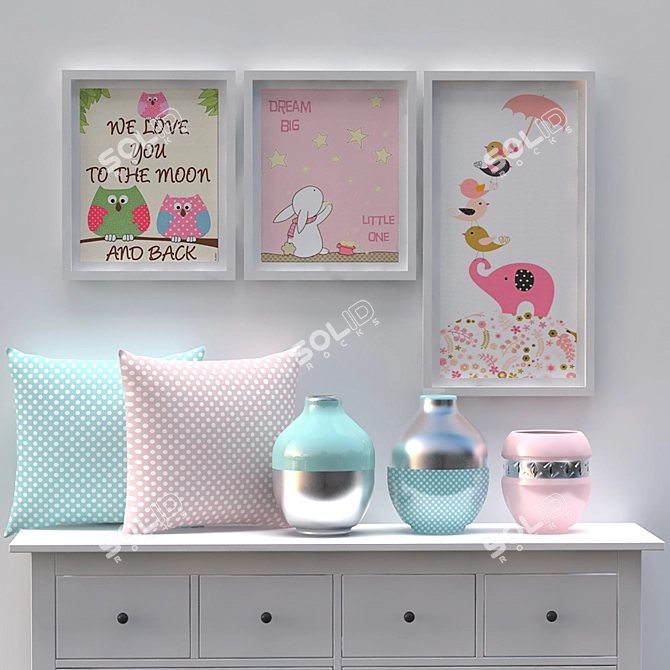 Playful Kids Room Decor Set 3D model image 1