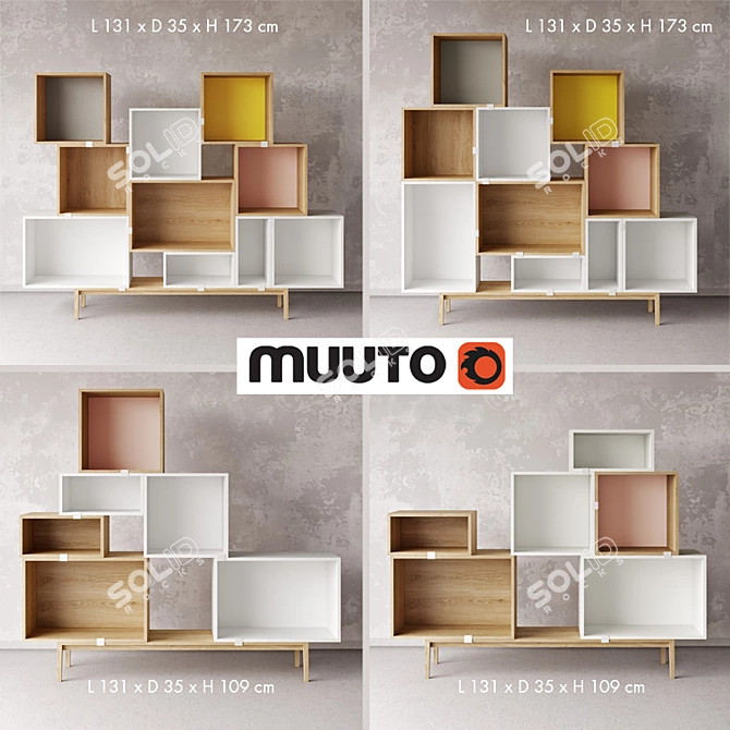 Modifiable Muuto Stacked Mobile Shelves & Drawers 3D model image 1