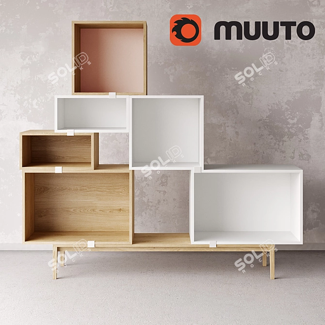 Modifiable Muuto Stacked Mobile Shelves & Drawers 3D model image 3
