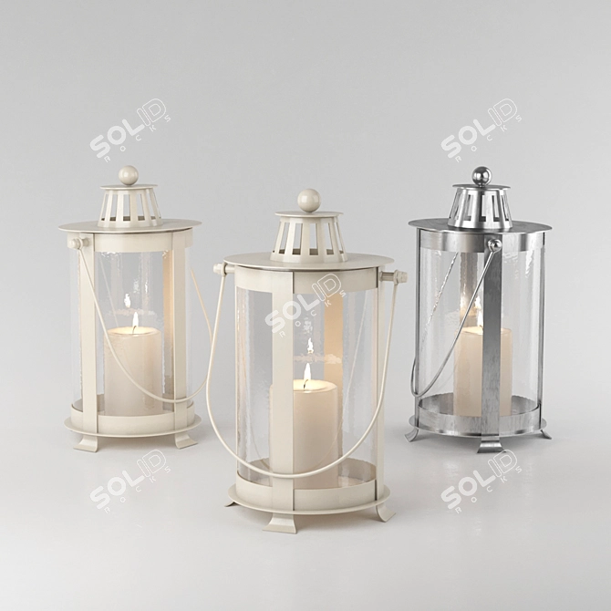 Elegant Brass Lantern 3D model image 1