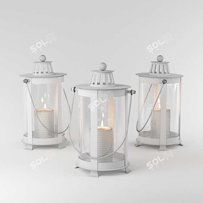 Elegant Brass Lantern 3D model image 2