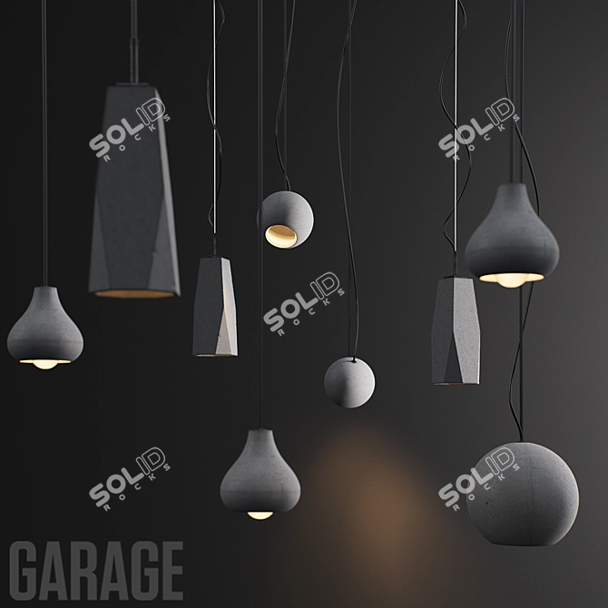 Industrial Garage Lighting Set 3D model image 1
