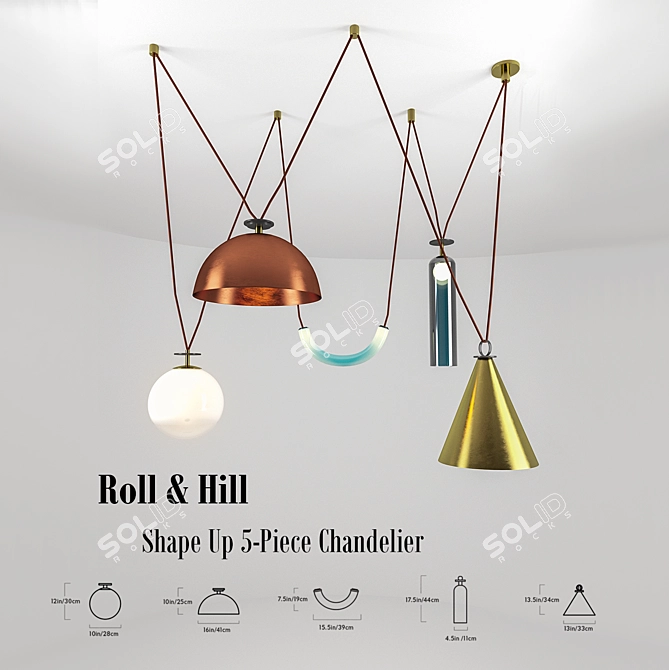 Dynamic Geometric Chandelier 3D model image 1