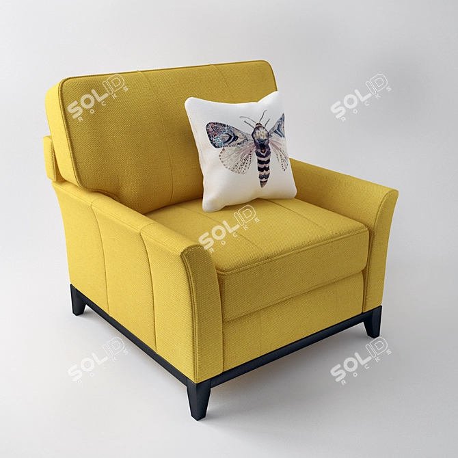 Elegant Velvet Armchair 3D model image 1