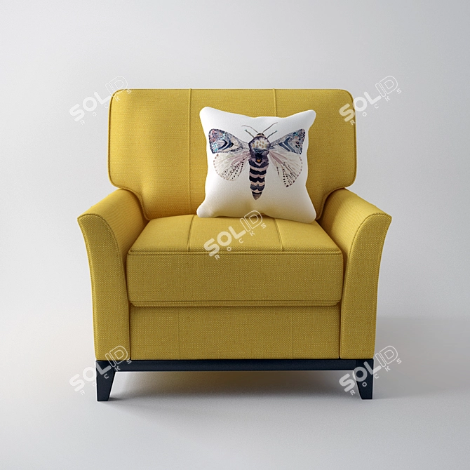 Elegant Velvet Armchair 3D model image 2