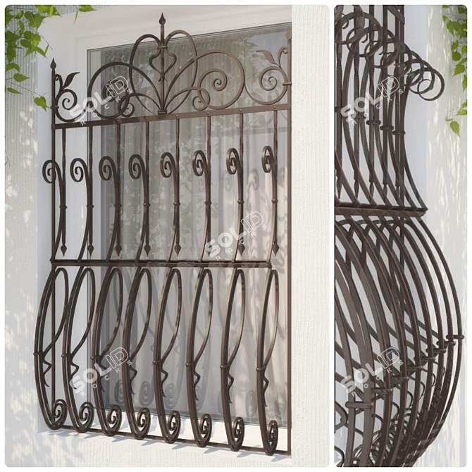 Customized Wrought Iron Window Grille 3D model image 1