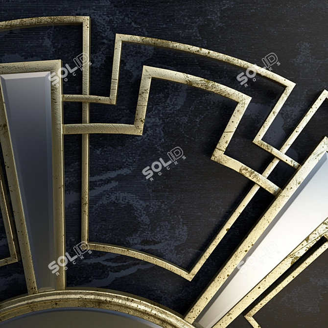 Elegant Gold-White Metal Mirror 3D model image 2