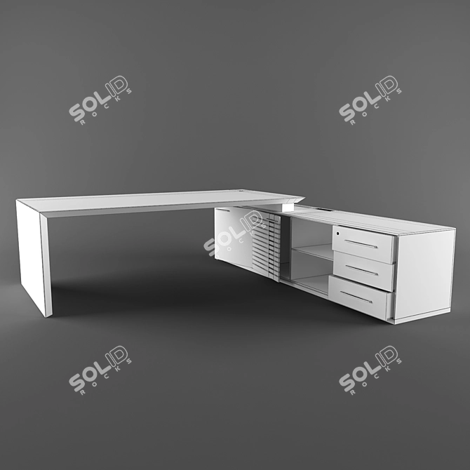 Italian Office Desk with Storage 3D model image 2