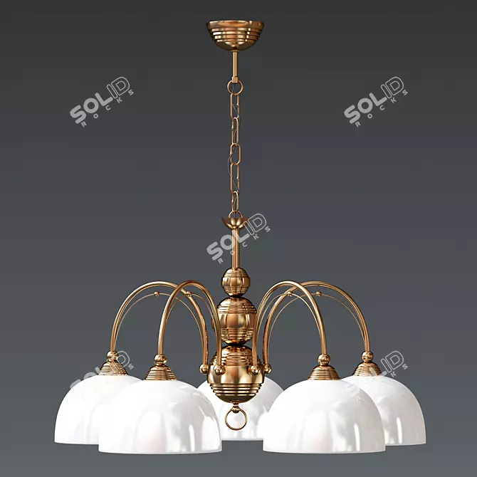 Modern Antiqued Brass Chandelier 3D model image 1