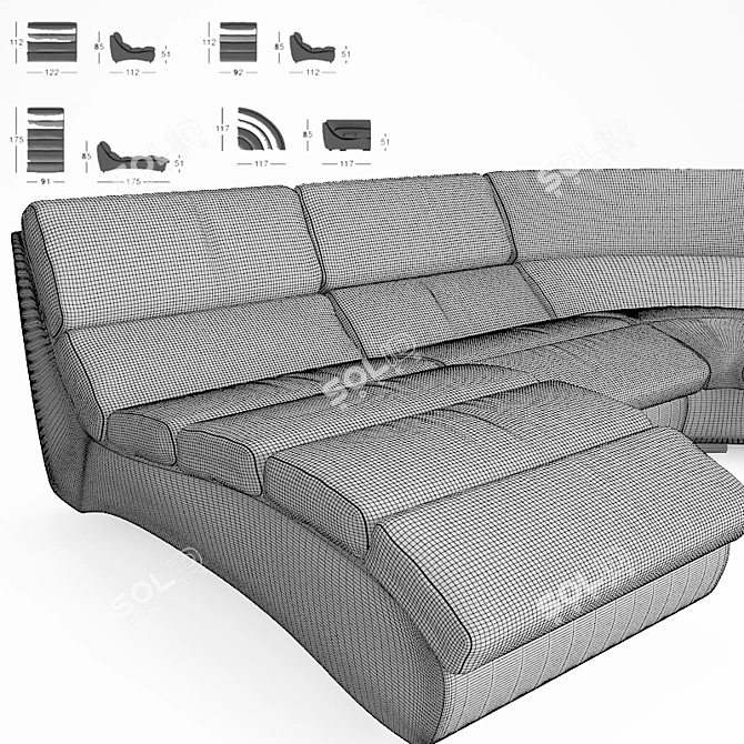 Title: Versatile and Stylish Modular Sofa 3D model image 3