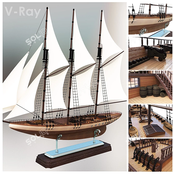 Nautical Decor Ship Model 3D model image 1