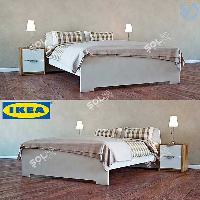 ASKVOL Bed: Sleek, Stylish, and Spacious 3D model image 1