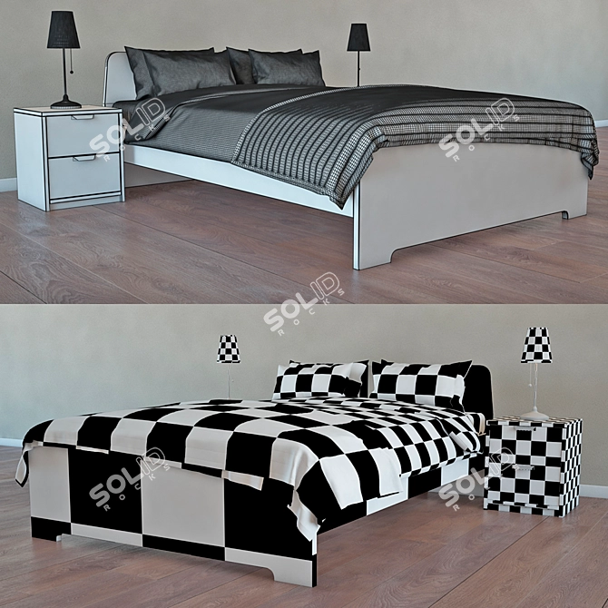 ASKVOL Bed: Sleek, Stylish, and Spacious 3D model image 2