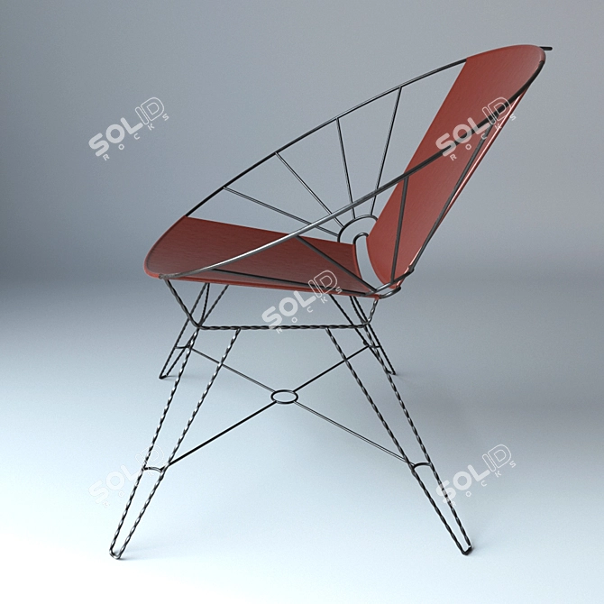 Sculpted Metal Leather Bowl Chair 3D model image 3