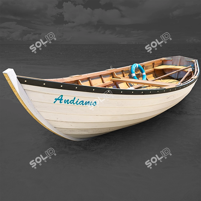 Vintage Wooden Boat 3D model image 1