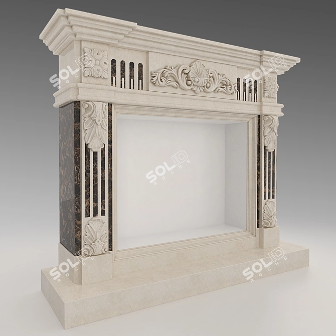 Elegant Marble Classical Fireplace 3D model image 1