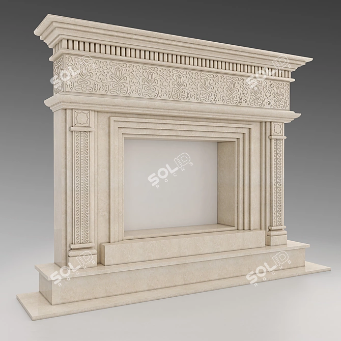 Elegant Marble Fireplace 3D model image 1