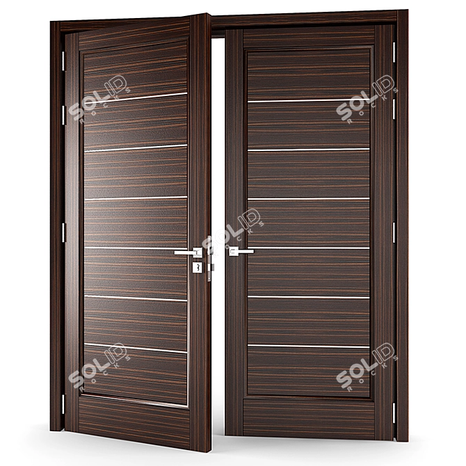 Contemporary Metal Accented Wood Door 3D model image 1