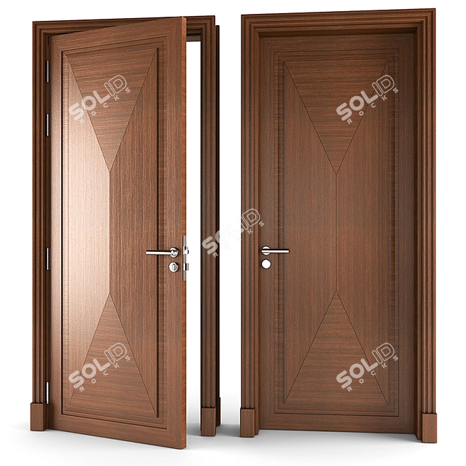 Contemporary Wooden Door: Decorative Panel Design 3D model image 1