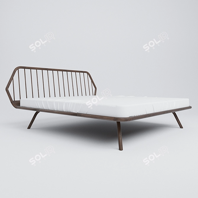 Trama Wooden Bed - Elegant and Spacious 3D model image 1