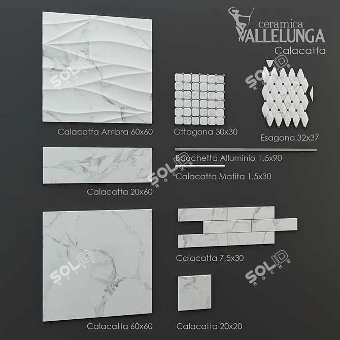 Vallelunga Calacatta VI: Elegant Geometric Tile 3D model image 1