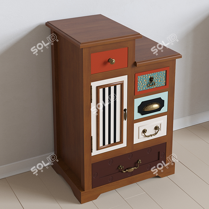 Vintage-inspired Gouache Birch bedside table 3D model image 1