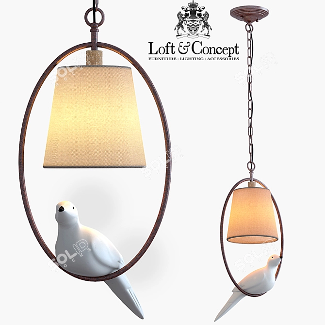 Elegant Norman Bird Chandelier 3D model image 1