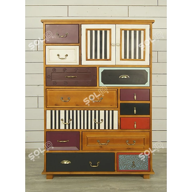 Vintage-inspired Gouache Birch Chest 3D model image 2