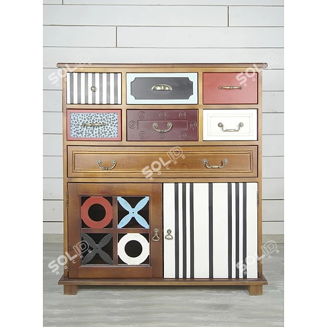 1960s Vintage Gouache Birch Chest 3D model image 2