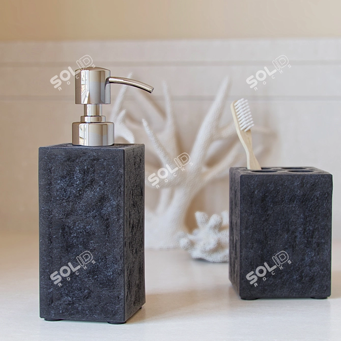 Kelly Hoppen Black Stone Bathroom Accessories 3D model image 2