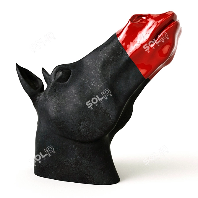 Elegant Ceramic Horse Head Sculpture 3D model image 1