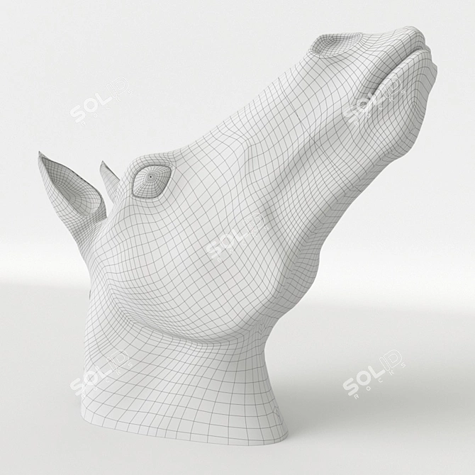 Elegant Ceramic Horse Head Sculpture 3D model image 2